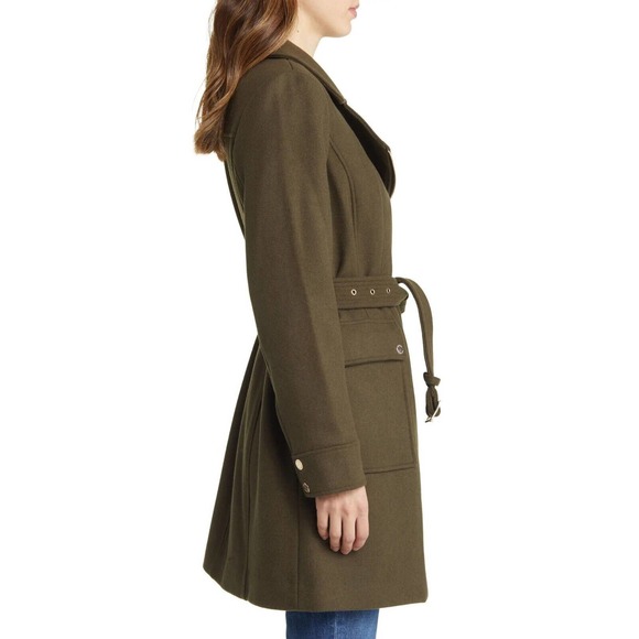 Michael Kors Asymmetric Zip Wool Blend Belted Coat Olive XS/S/M/L/XL $375 Nwt - Picture 3 of 5